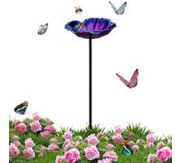 Bird Bath For Outside, Bird Bath Fountains, Weather Resistant Reflective Petals Design Bee Watering | 25.5inch Height Garden Birds Baths For Window Deck Patio Backyard Yard Balcony Railing Ground