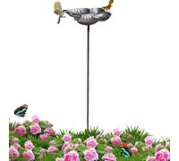 Bird Bath for Outside - Hummingbird Outdoor Feeder with Metal Ground Stake, Iron Yard Bird Waterer Station for Backyard Patio Porch Lawn, Decorative Flower Butterfly Ornament for Nature Lovers