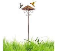 Bird Bath for Outside, Patio Birdfeeder, 10.04x30.31in Standing Metal Design Feeder Bowl, Height Adjustable Winterproof Decor for Yard Deck Balcony, Iron Frame, Black