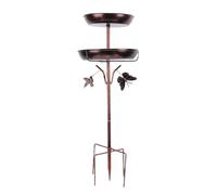 Bird Bath, Freestanding Iron Double Layer Bowl Stand for Garden Patio
