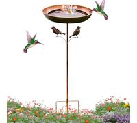 Bird Bath, Garden Bird Feeder, Metal Standing Bowl, Rust-Resistant Iron Design, Tall Structure, Outdoor Use for Backyard Patio Porch, 32.28x12.01 inches