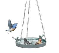 Bird Bath, Metal Garden Bowl Feeder, Hanging Outdoor Water Dish with Chains, 24.41x9.84x9.84 Inches, Decorative Metal Patio Accent for Backyards Balcony Courtyards