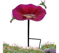 Bird Bath, Outdoor Bird Bath Pole Water Feeder, Flower Shape Decorative Feeding Station with Metal Stake, Aesthetic Garden Ornament for Hummingbirds, Backyard Wildlife Attraction