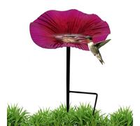 Bird Bath, Outdoor Bird Bath Pole Water Feeder: Flower Shape Decorative Feeding Station with Metal Stake, Aesthetic Garden Decor for Hummingbirds, Outdoor Yard, 25 x 14 cm