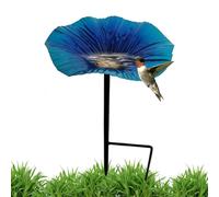 Bird Bath, Outdoor Water Feeder, 9,84 x 5,51 pollici Size Flower Shape Decorative Stand, Metal Stake Bird Feeding, Garden Decor, Yard Use, Iron Material, Blue, Green, Pink
