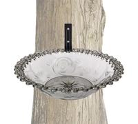 Bird Bath Outside, 9.25x9.25in Wall Mounted Basin, Transparent Hangable Water Feeder, Flower-Shaped Outdoor Statue for Hummingbird, Parrot, Parakeet, Garden Decor