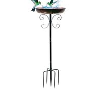 Bird Bath Outside, Standing Garden Birdfeeder, 30.5x30.5x80cm/12.01x12.01x31.5 inches Metal Bowl Feeder, Decorative Yard Accent, Tall Pedestal Design for Patio, Deck, Backyard, Balcony