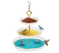 Bird Bath Outside, Tier Birdbath Garden Tray, 9,45 x 17,72 pollici, Shaped Hanging Hook, Feeder Plate Design, Water Food Bowl for Patio, Gardens, and Backyard Wildlife, Multicolor