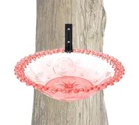 Bird Bath Outside, Wall Mounted Water Basin, Transparent Hangable Bowl, 9.25x9.25x5.51 Inches, Flower Shaped Feeder with Decorative Design, for Hummingbirds and Parakeets