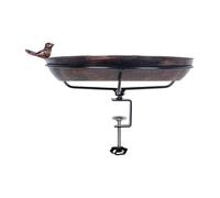 Bird Bath - Retro Metal Garden Decor, Vintage Avian Basin, Bird Bath For Deck Railing | Courtyard Water Bowl For Garden Yard Patio Railing Porch Tree Balcony Window Fence Outdoor Park Farm