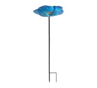 Bird Bath, Standing Garden Bird Bath Feeder Bowl, ABS Blue Flower Shape Standing Birdbath Water Feeder for Garden, Outside Deck, Yard, Backyard, Lawn, Porch, Wildlife Watching, 65cm