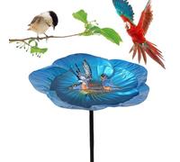 Bird Bath, Standing Garden Bird Bath Feeder Bowl, Blue Flower-Shaped Decorative Water Basin with Stable Pedestal, Outdoor Birdbath for Yard, Lawn, Deck, Porch, Backyard, and Wildlife