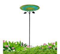Bird Bath - Vintage Metal Rustproof Stakes, Outdoor Garden Bath Bowl Feeder, Antique Style Pedestal Station, Weatherproof Yard Ornament, Decorative Basin for Patio Deck Porch Backyard Outdoor Decor