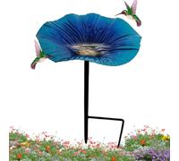 Bird Bath, Water Feeder, Garden Pole Station, Decorative Flower Shape, 9.84x5.51 inches, Metal Stake Support, Hummingbird Attraction, Outdoor Yard Beauty, Nature