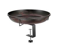 Bird Bath - Wild Bird Feeder, Outside Balcony Birds Baths Bowl | Deck Birds Bath | Retro Metal Garden Decor, Birdd Baths Feeder For Railing For Outdoor Patio Backyard Fence Porch And Others
