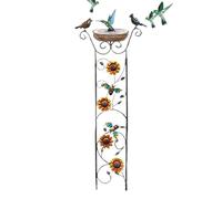 Bird Bath with Garden Trellis, Standing Parrot Feeder Station 40,94 x 14,37 pollici, Freestanding Outdoor Water Bowl, Metal Support Frame, Decorative Lawn Yard Backyard Wildlife