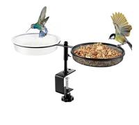 Bird Baths for Outdoors with Feeder, Detachable Tray Clamp-On Water Bowl, Ideal for Wild Birds, Parakeets, Parrots, Hummingbirds, and Other Small Animals in Gardens and Backyards