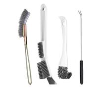 Bird Cage Cleaner - 4 Piece Long Handle Ergonomic Brush Set, Reusable Feeder Cleaner Tool for Aviary Bath Feeding Training Play Care Pet Home Indoor Outdoor Shelter Use