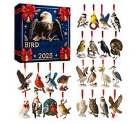 Bird Calendar Advents, 24 Day Acrylic Animal Seasonal Ornament Set, Festive Holiday Countdown Calendar, Daily Surprise Decor Fun, Christmas Birds Ornaments Collection for Home, Car, Tree, Wall, Window