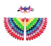 Bird Costume Wings - Soft Fantasy Cloak, Vibrant feathers Dress | Peafowl Inspired Cosplay Accessory, Smooth Party masks Outfit, Dress Wings For Role-playing Parties, Kids Performances, Costume Showdo