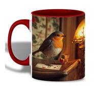 Bird Cozy Indoor Scene With Vintage Lamp And Heart Card Design Tazze Unico Tazza Colazione Resistente Tazzine Da Caffè Per Ufficio Casa Cappuccino 330Ml