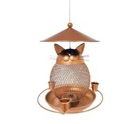 Bird Feeder Baitware Dispenser, Leak Cat Shaped Container, 7.87x8.66 inches Squirrel Proof Design, Outdoor Hanging Accessory, Garden Decor for Sparrows Hummingbirds Robins