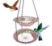 Bird Feeder Bath, Hanging Wild Bird Bath, 9.84x9.84x2.36 inches Garden Feeder with Double Use, Portable Resin Birdbath, Hanging Birds Feeding with Natural Style, Backyard Birdcare Decor for Home