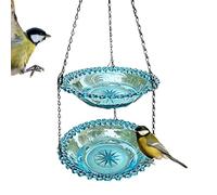 Bird Feeder Bath, Hanging Wild Bird Bath, 9.84x9.84x2.36 inches Garden Feeder with Double Use, Portable Resin Birdbath, Hanging Birds Feeding with Natural Style, Backyard Birdcare Decor for Home