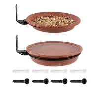 Bird Feeder, Bath Tray, Mounted Bowl, 6.69x0.79 inches Outdoor Decor, Two Piece Set, Water Dish, Food Holder, Garden Use, Balcony Setup, Lawn Display, Patio, Wall, Tree, Fence
