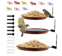 Bird Feeder Bath Tray - Set di 3 pezzi per uccelli esterni | Albero Montabile Water Food Bowls for Garden, Patio, Balcony, Lawn | Decorative Wildlife Accessory for Fence and Wall Installation