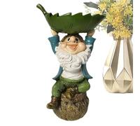 Bird Feeder, Birds Feeder Bath Tray, Resin Birdbaths Leaf Trays Waterer with Decorative GNOME Statua, Durevole Outdoor Decor for Patio Deck Lawn Garden Balcony Yard Wildlife