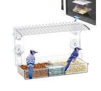 Bird Feeder Box, Wild Viewing Feeder, Suction Cup Mount, Clear Acrylic Design, Ideal for Lawn Patio Yard Garden Backyard Balcony Bird Watching Decoration, 9.84x3.94x6.57 Inches