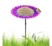 Bird Feeder, Flower Design Feeder, Garden Bath Tray, Metal Birdbath Waterer, 9.45x9.45x19.69 inches Decorative Outdoor Accessory for Yard, Lawn, Deck, Patio, and House Exterior