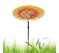 Bird Feeder Flower Design, Metal Garden Bath Tray Waterer, 9.45x9.45x19.69inches Outdoor Yard Lawn Decoration, Patio Deck Accessory, House Wildlife Feeder for Birds