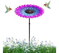 Bird Feeder Flower Design, Metal Garden Bath Tray Waterer, 9.45x9.45x19.69inches Outdoor Yard Lawn Decoration, Patio Deck Accessory, House Wildlife Feeder for Birds