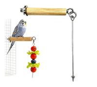 Bird Feeder for Cage - Wooden Perch and Stainless Steel Hanging Fruit