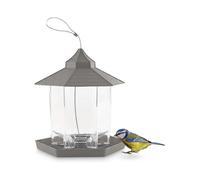 Bird Feeder, Outdoor Bird Feeder, Hanging Bird Feeder, Large Capacity Waterproof Hexagonal Garden Hanging Wild Bird Seed Feeder (Gray)