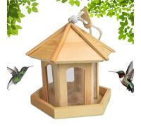 Bird Feeder, Parrot Feeding Bowl, 7.87x7.68 Inches, Weatherproof Outdoor Design, Easy-Fill Lid, Hexagonal Hanging for Canaries Cockatiels Finches Parakeets Patio Balcony Porch