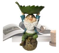 Bird Feeder, Resin Birdbath Leaf Tray, Decorative Waterer Bowl, Decorative Gnome Statue Accent for Patio, Deck, Garden, Lawn, Outdoor Use, 4.13x6.69 inches, Multicolor