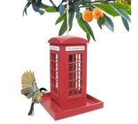 Bird Feeder - Rete Telephone Box Wooden Birdfeeder - Hangable Red Phone Booth Bird Feeder - for Garden Backyard Balcony Yard Porch Patio