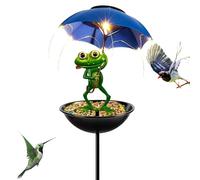 Bird Feeder | Solar Decorative Stake with Frog Design | Bird Feeders for Outside | for Garden Design That adds a Decorative Touch to Your Garden While attractingBalcony Outdoors Ground Landscape Home