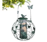 Bird Feeder | Squirrel-Proof Mesh Caged Outdoor Hanging Lantern | Bird Feeder - Heavy-Duty Metal Mesh Cage, Rainproof Green Lantern Design, 8.27×8.27×9.06 in, Easy Refill Tube Storage for Out