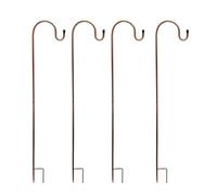 Bird Feeder Stand - 4pcs Heavy-Duty Shepherd Hooks For Garden | Brown Metal Bird Feeder Hangers & Plant Stakes For Outdoor Use, Wedding & Party Decor | Durable Garden Hook Set