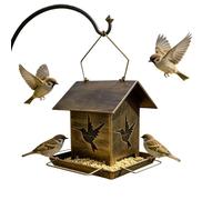Bird Feeder Station Set - Weatherproof Squirrel Proof Design, Metal Wild Bird Feeding System, 9.84x7.48x12.2 inch Size Unit, Finch Hummingbird Garden Use, Yard Balcony Patio Porch Deck Feed Kit