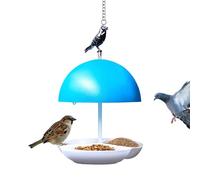 Bird Feeder Tray Cover, Metal Rainproof Food Dispenser, 10,24 x 6,3 x 6,3 pollici, Birds Feeding Station, Capacity Seed Holder for Attracting Bluebirds All Weather, White and Blue