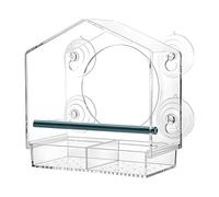 Bird Feeder Window - Clear Acrylic Hanging Food Box for Removable Tray | Drain Hole Outdoor with Suction Cup, Bird Viewing Feeder for Finch Balcony Patio Apartment Indoor Nature Watching