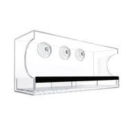 Bird Feeder Window - Suction Cup Acrylic, Spill Proof Clear Food Box with Detachable Design, Indoor Outdoor Observation Tool for Birds, Easy Mount Feeder for Deck Patio Balcony Kids Nature Watc