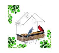 Bird Feeder with Transparent Window, Durable Acrylic, 3 Strong Suction Cups, for Small Birds, Ideal Bird Watching Gift
