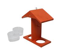 Bird Feeders, Double Feeding Cups for Oriole, Weather-Resistant Wooden Bird Feeder, Garden Patio Deck Balcony Porch, Wood Construction, Sturdy and Compact Size Outdoor Wildlife