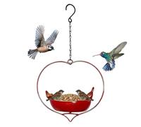 Bird Feeders for Outdoors - Heart-Shaped Iron Birds Feeding Station, Balcony Bird Feeder | Outdoor Hanging Feeder for Garden, Courtyard | Food & Water Station for Parrots, Small Birds, Aviary Viewing